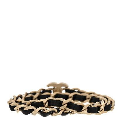 Chanel Lambskin CC Turnlock Double Chain Bracelet Black Gold 3 of 5
