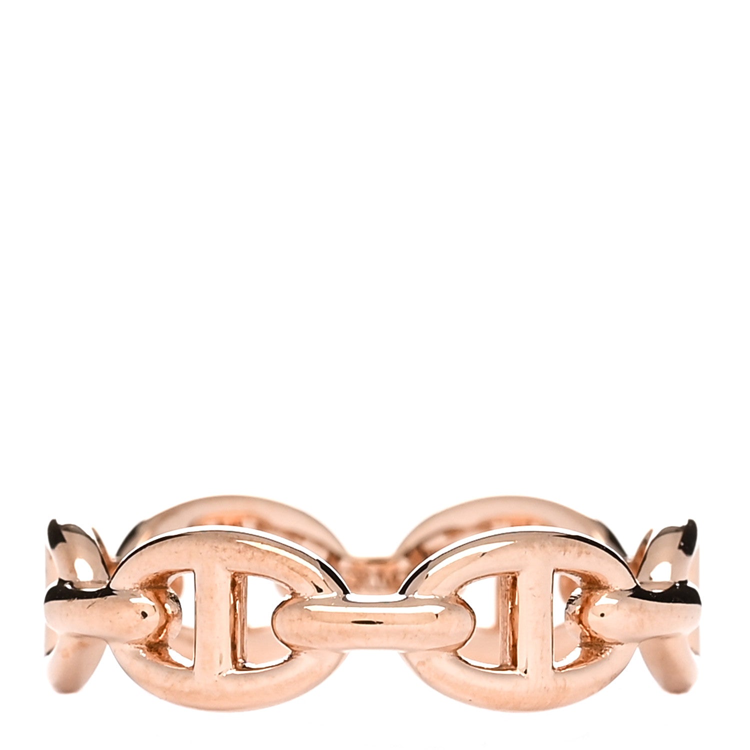 Hermes 18K Rose Gold PM Chaine D'Ancre Enchainee Ring 55 7.25 1 of 7