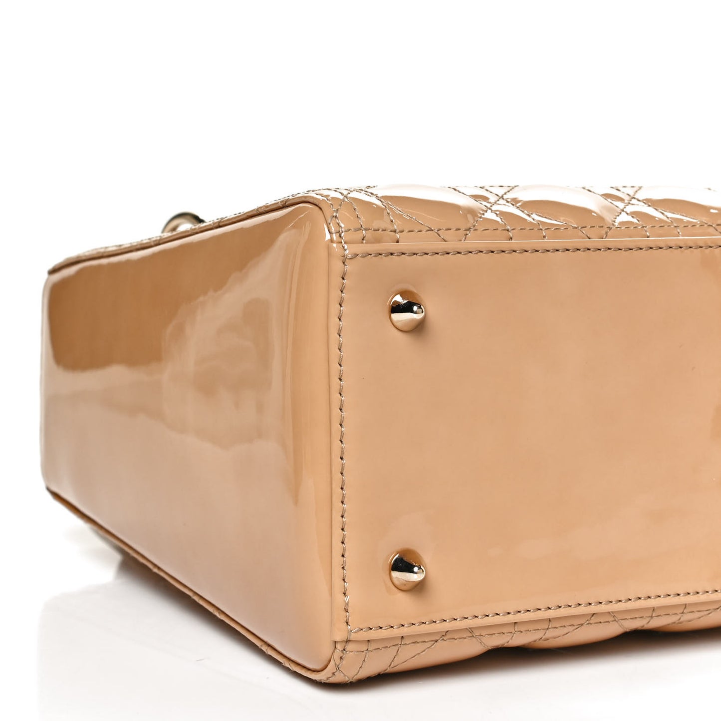 Patent Cannage Medium Lady Dior Beige