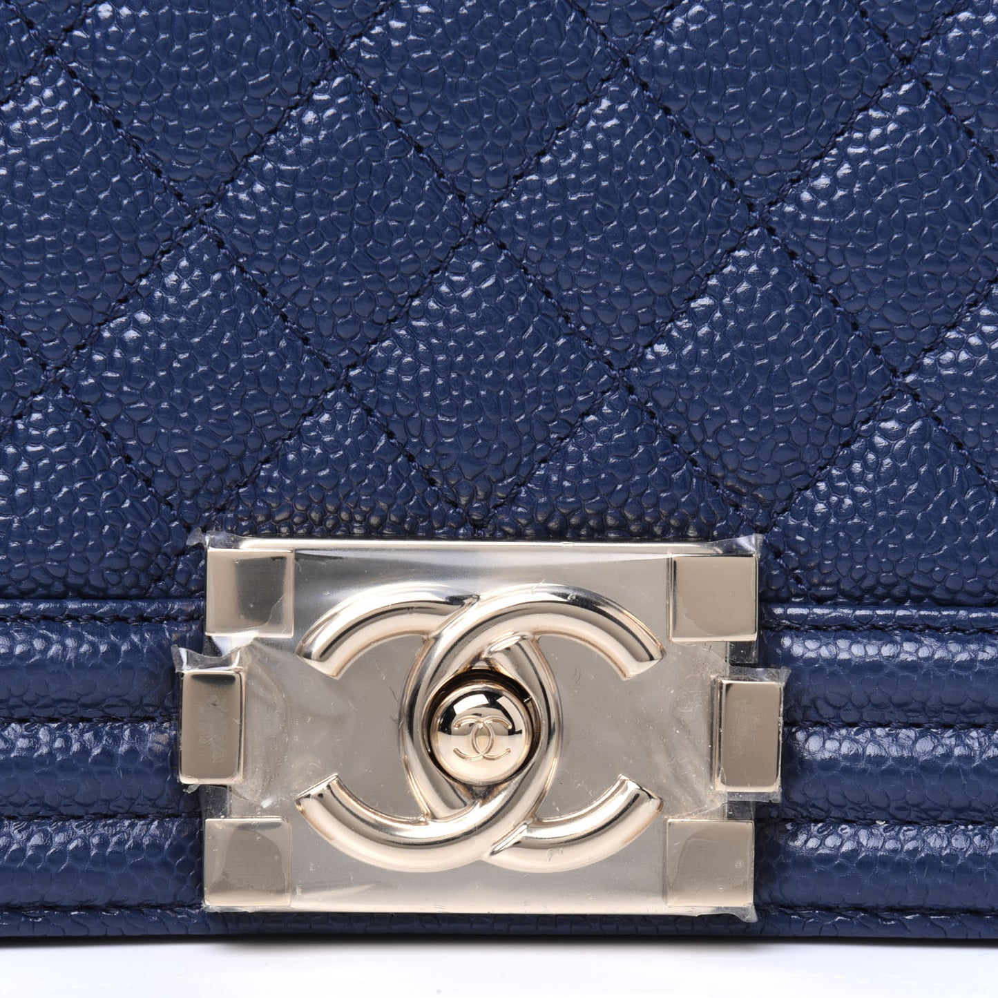 Caviar Quilted Medium Boy Flap Blue