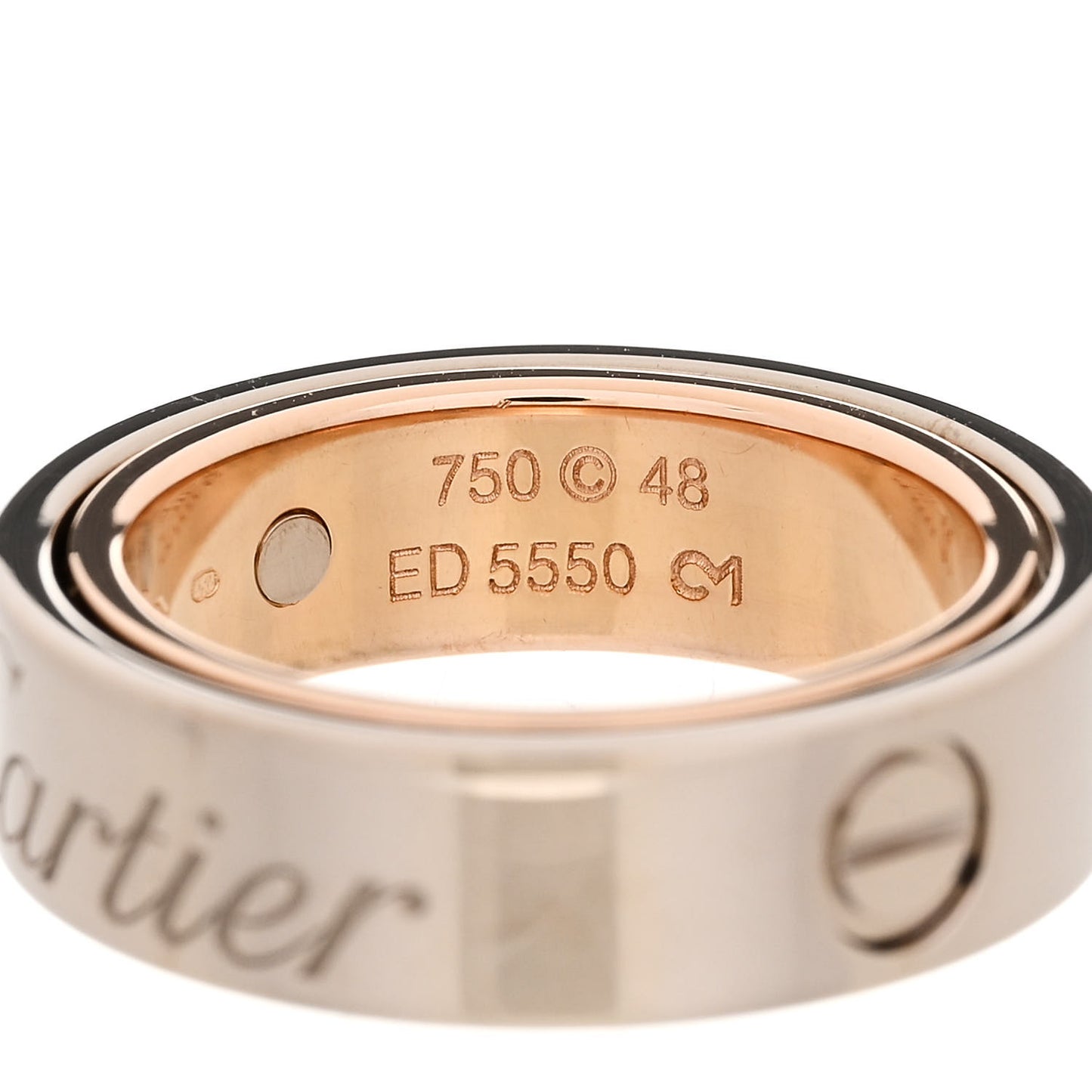18K White Pink Gold 5.5mm Astro LOVE Ring 48 4.5
