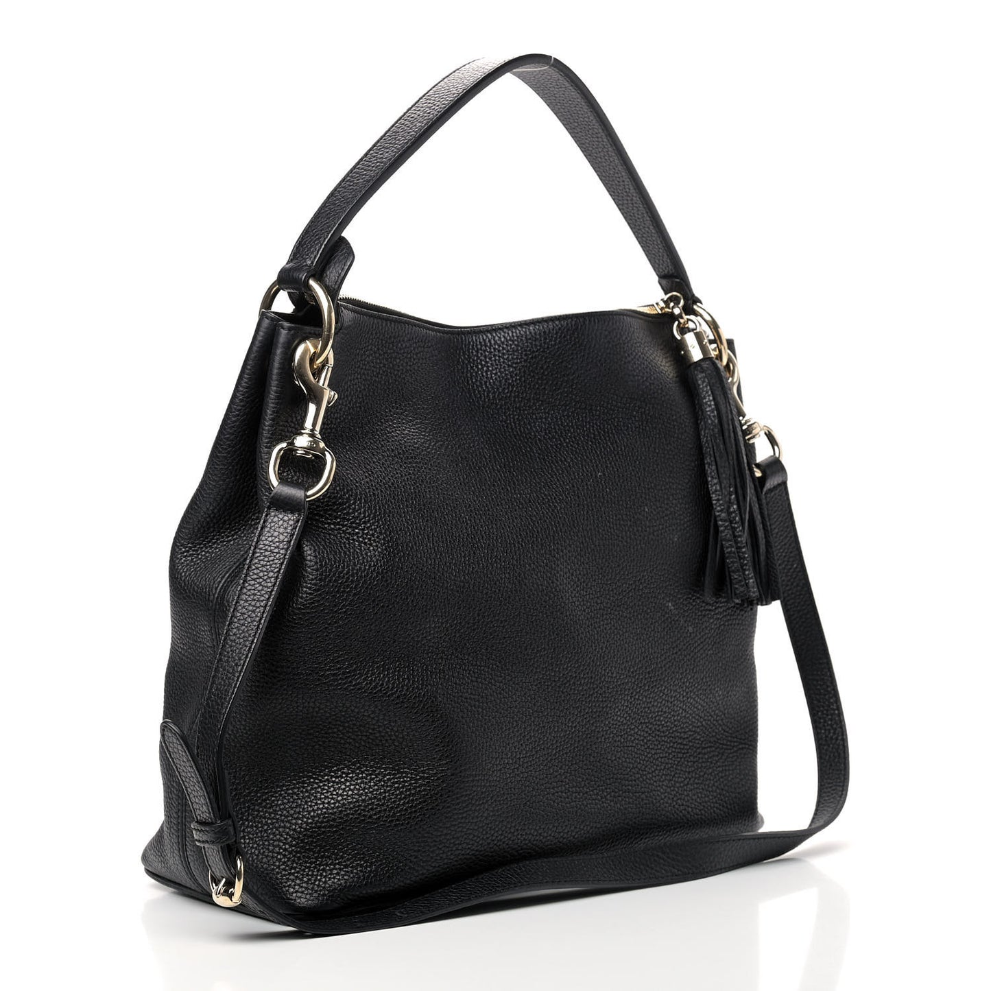 Pebbled Calfskin Large Soho Hobo Black
