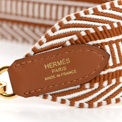 Hermes Toile Swift 50mm Sangle Cavale Shoulder Strap Ecru Beige Gold 4 of 5