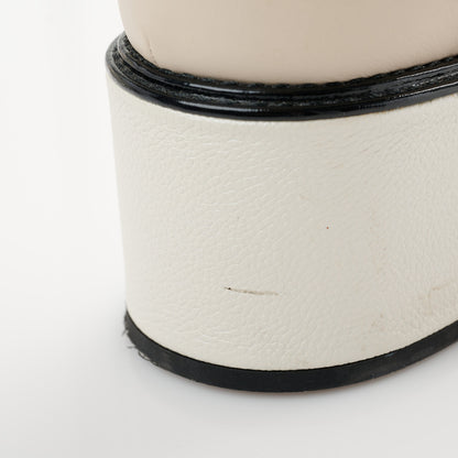 Chanel Pearly Calfskin Patent Calfskin Quilted Lace Up Boots 39.5 White Light Gray Black 10 of 11