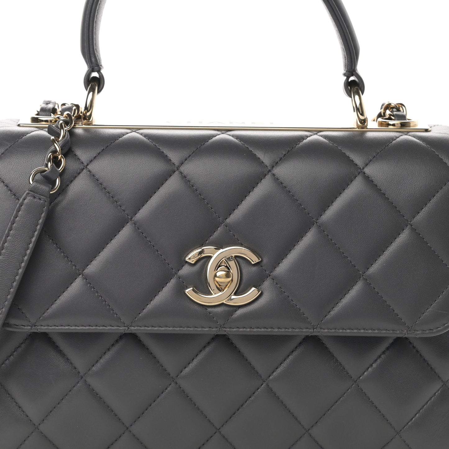 Lambskin Quilted Small Trendy CC Dual Handle Flap Bag Dark Grey