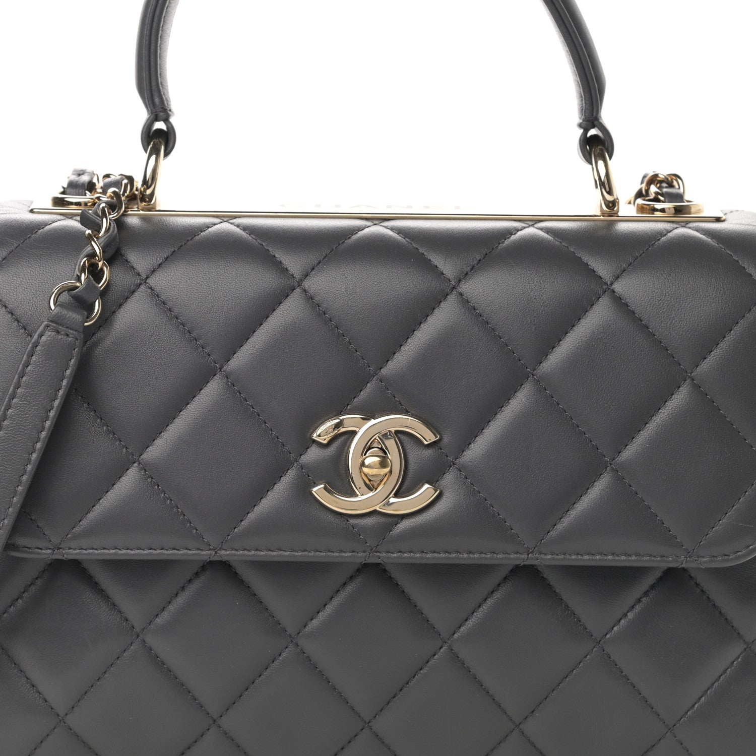 Chanel Lambskin Quilted Small Trendy CC Dual Handle Flap Bag Dark Grey 7 of 14