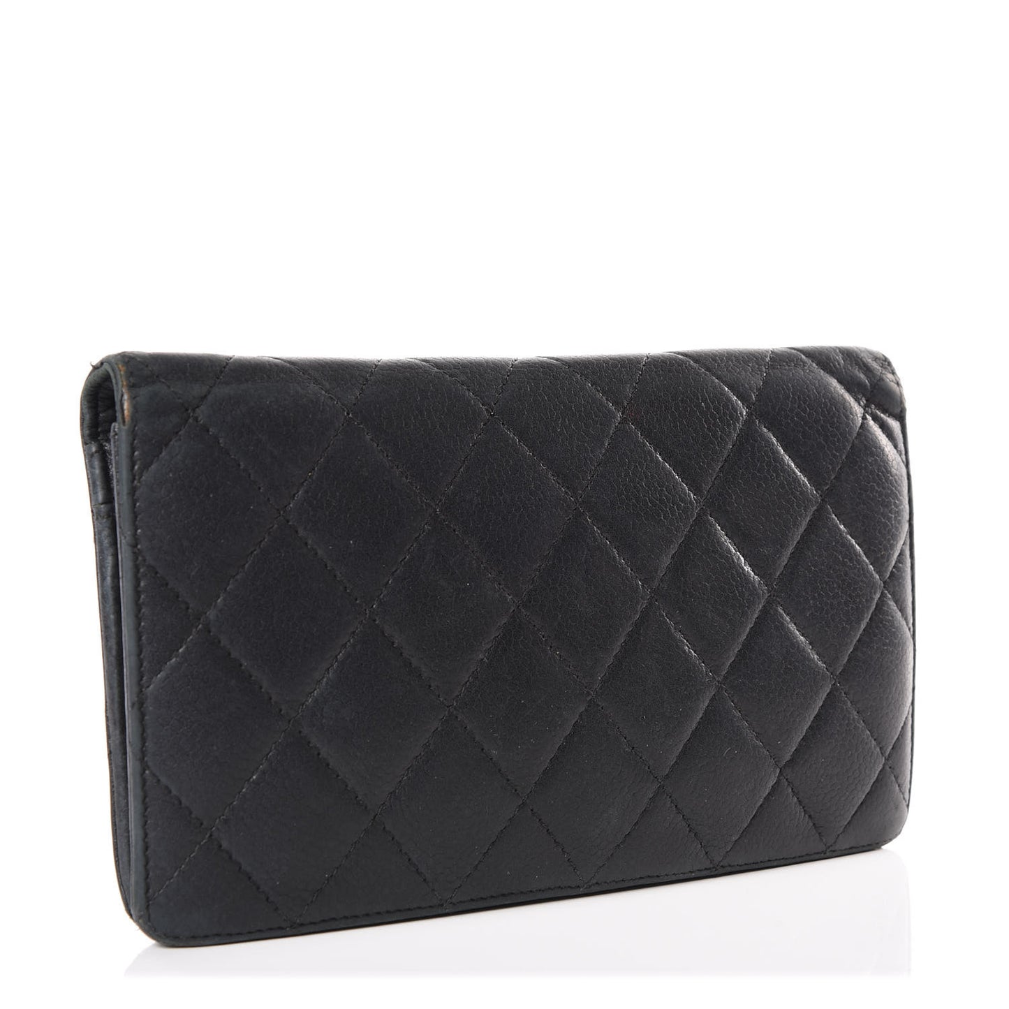 Caviar Calfskin Quilted Yen Wallet Black