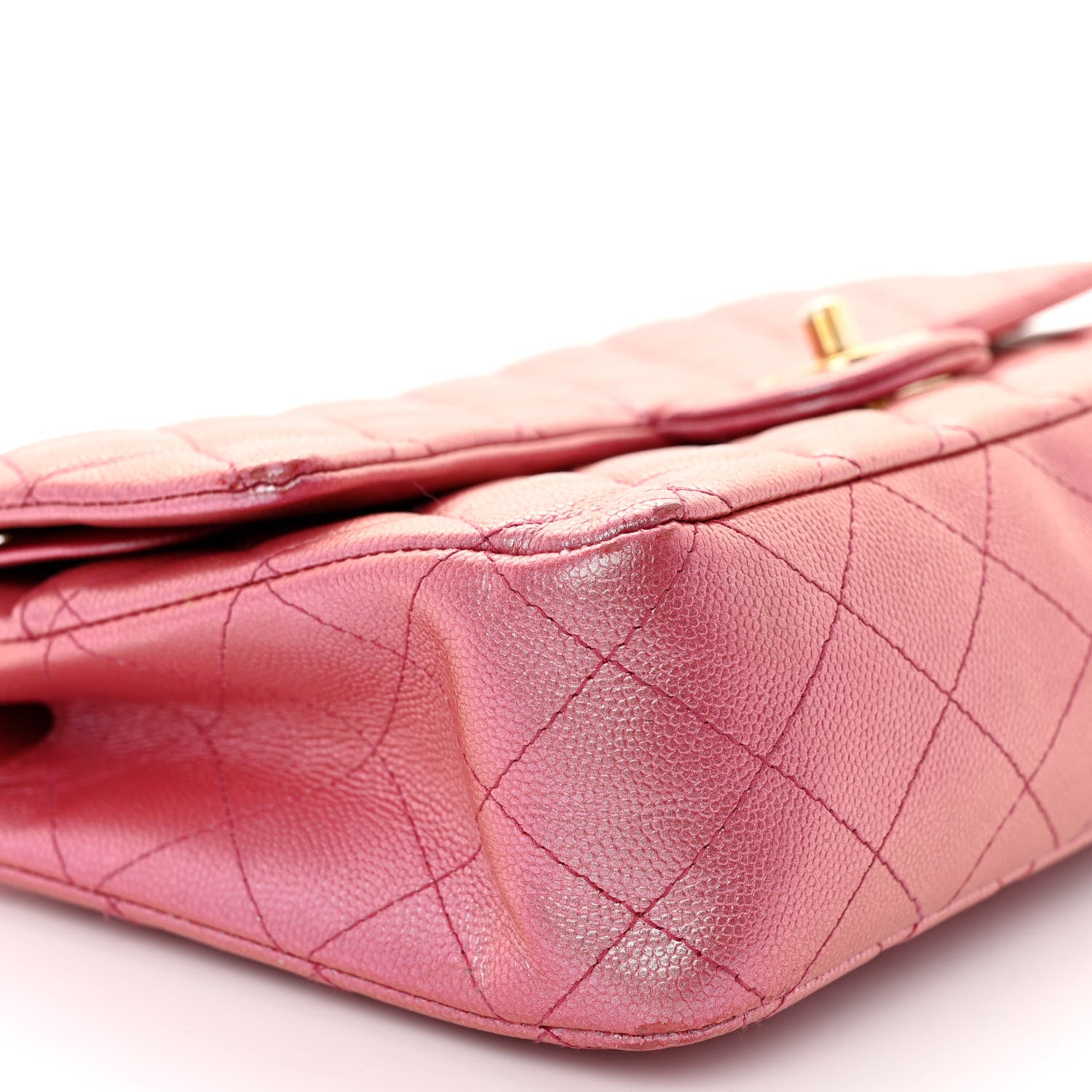 Chanel Iridescent Caviar Quilted Medium Double Flap Pink 9 of 10