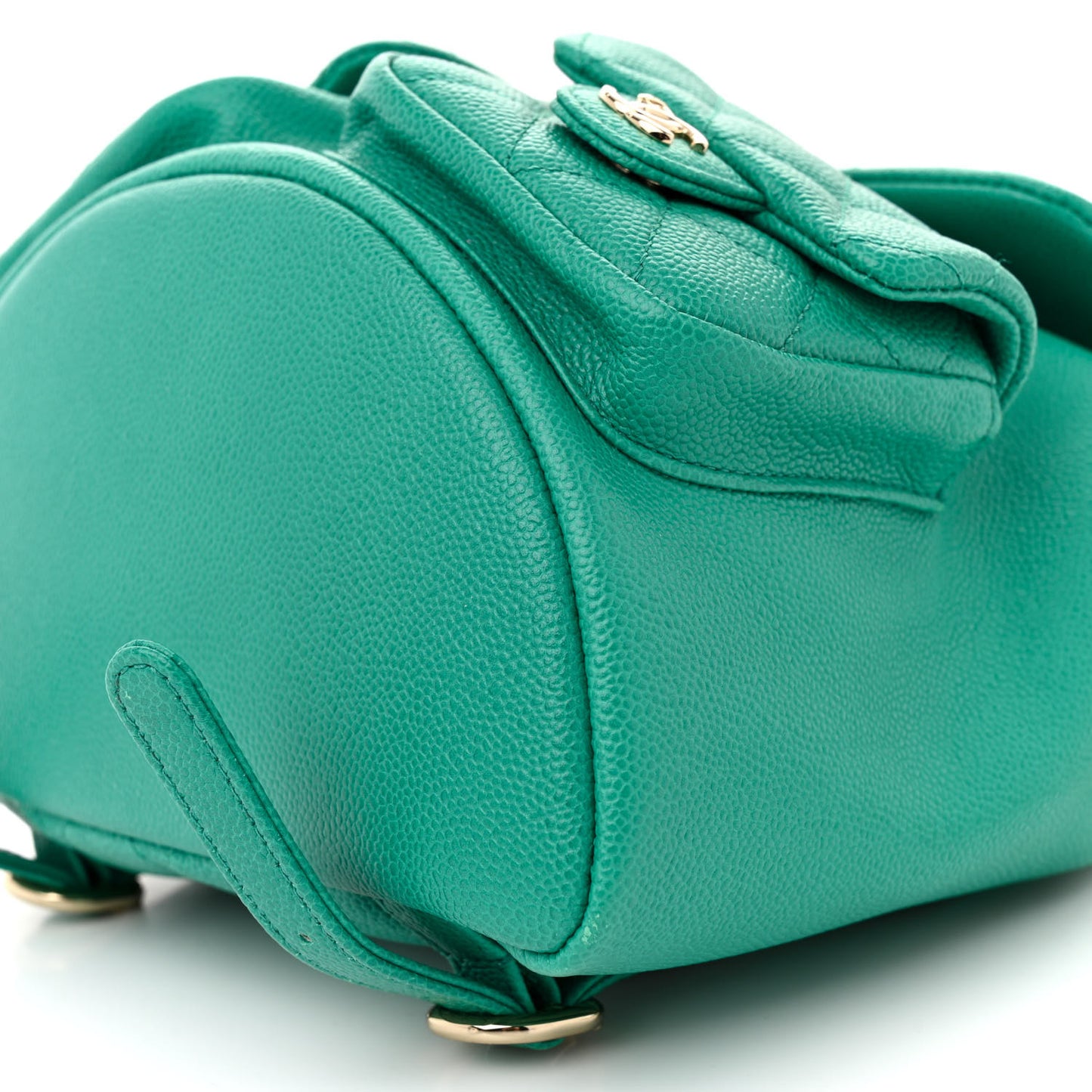 Caviar Quilted Medium Duma Pockets Drawstring Backpack Green