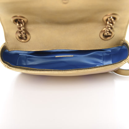 Gucci Metallic Calfskin Matelasse Mini GG Marmont Shoulder Bag Gold Pink 4 of 9