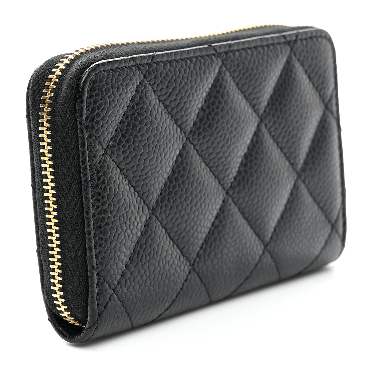 Caviar Quilted Zip Coin Purse Black