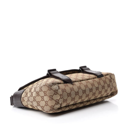 Gucci Monogram Medium Double Buckle Flap Messenger Bag Beige Dark Brown 4 of 12