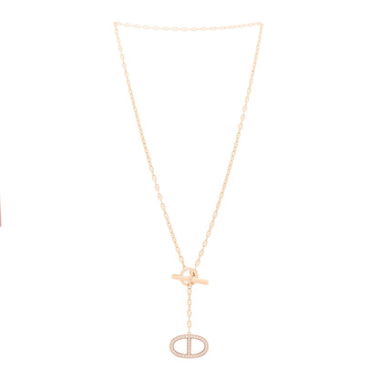 Hermes 18K Rose Gold Diamond GM Chaine D'Ancre Contour Pendant Necklace ST 3 of 6