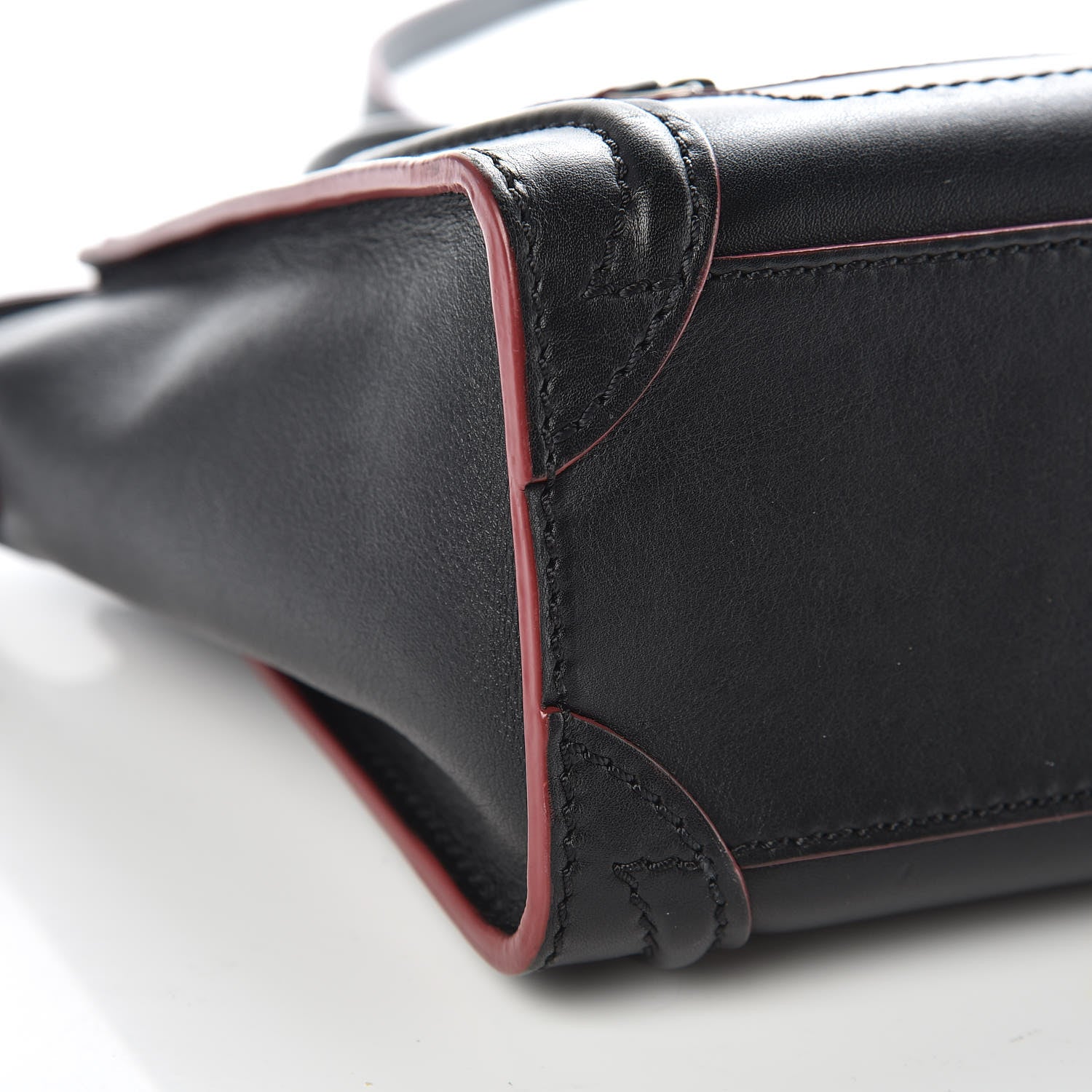 Celine Smooth Calfskin Nano Luggage Black Red 14 of 16