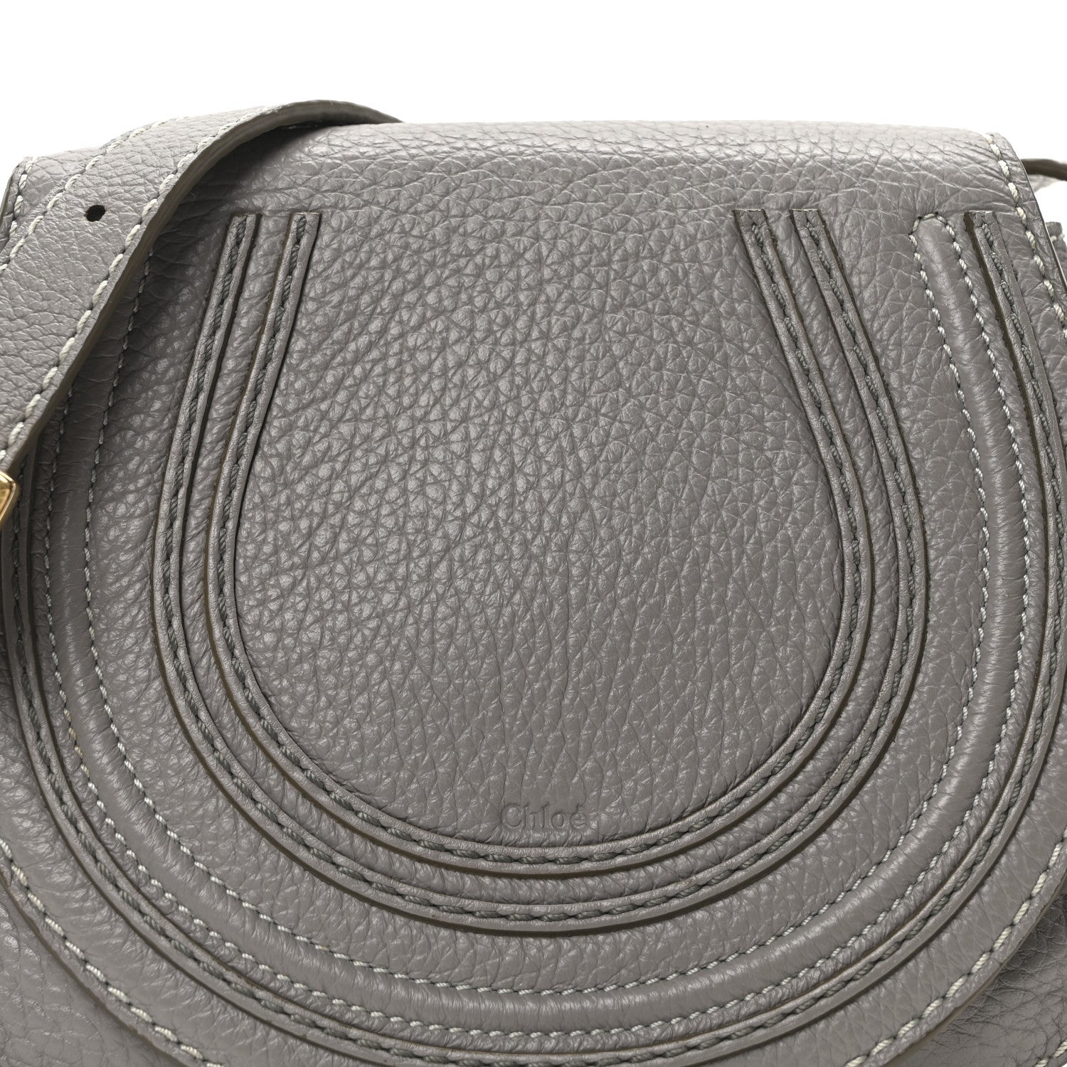 Chloe Calfskin Mini Marcie Round Crossbody Bag  Cashmere Grey 8 of 10