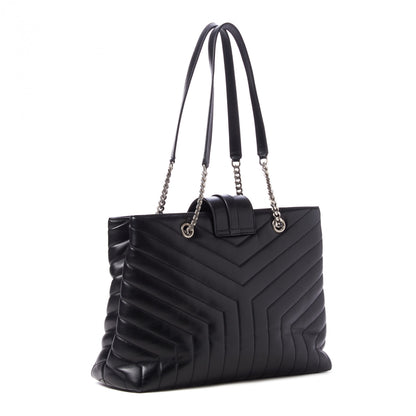 Saint Laurent Calfskin Y Quilted Monogram Large Loulou Shopper Black 3 of 9