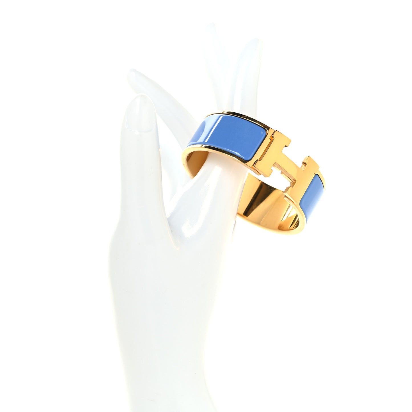 Enamel Wide Clic Clac H Bracelet PM Bleu Transat