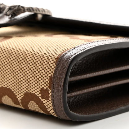 Gucci Monogram Jumbo GG Textured Dollar Calfskin Mini Dionysus Chain Wallet Camel Ebony New Acero 10 of 11