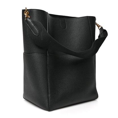 Celine Soft Grained Calfskin Sangle Bucket Bag Black 3 of 9