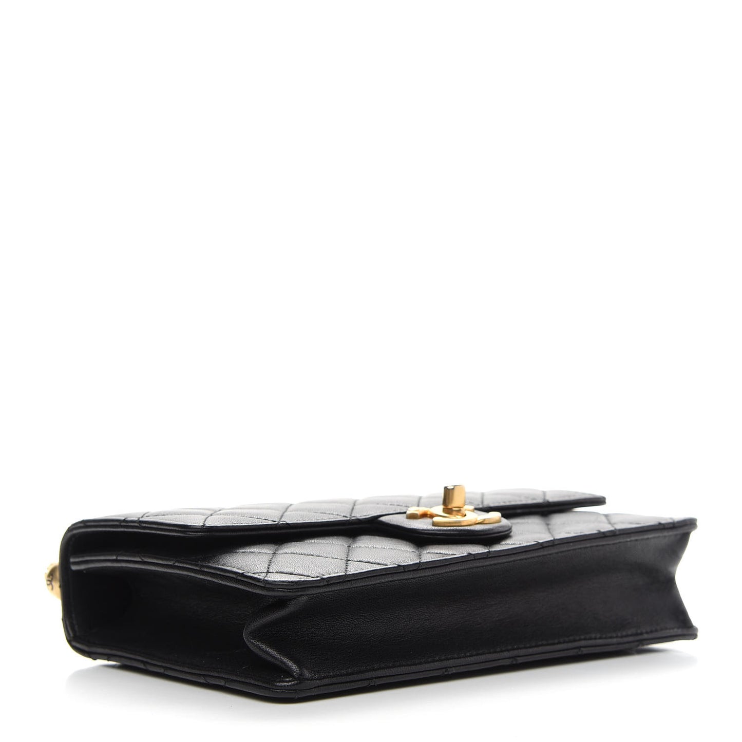 Lambskin Quilted Small Chic Pearls Flap Black
