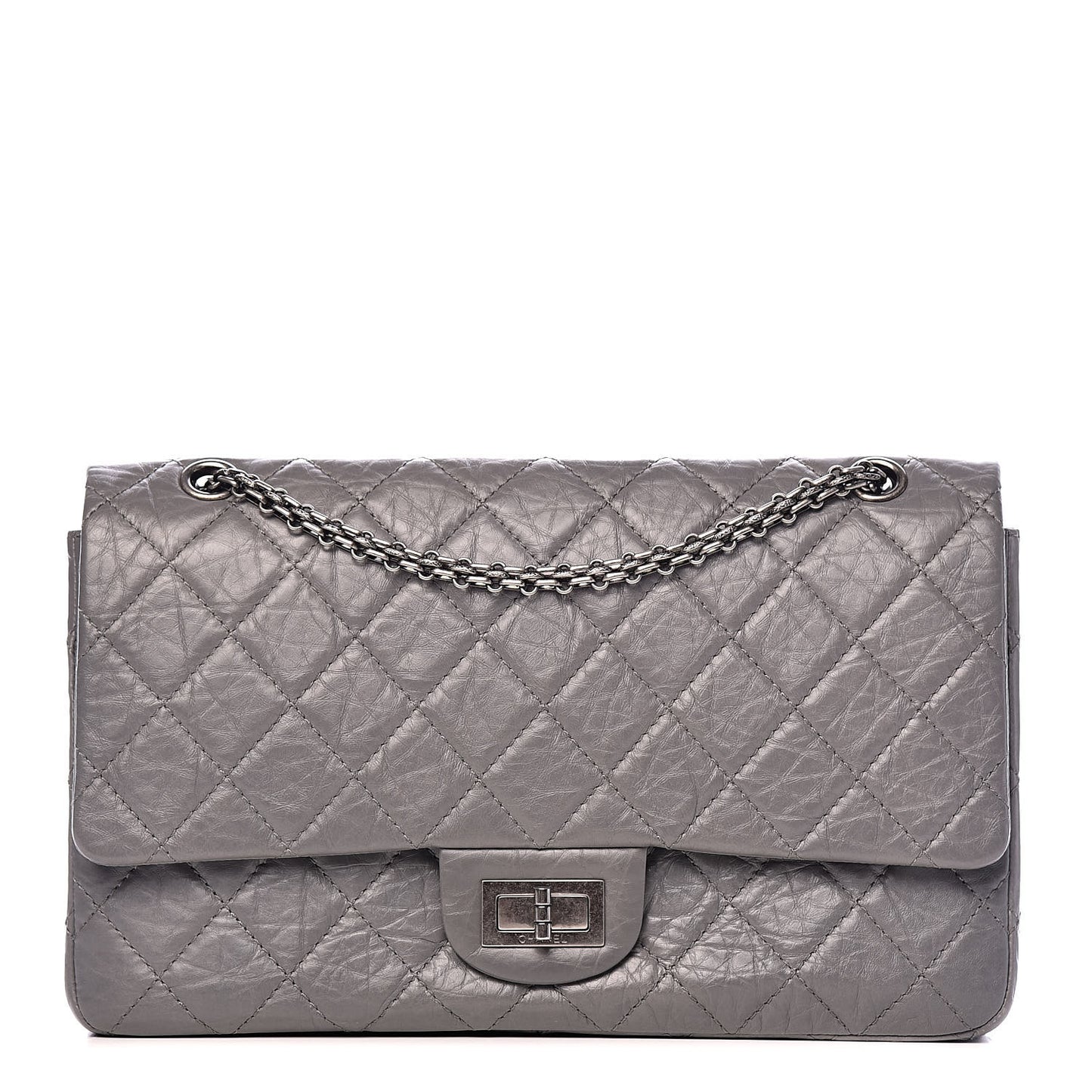 Aged Calfskin Quilted 2.55 Reissue 227 Flap Grey