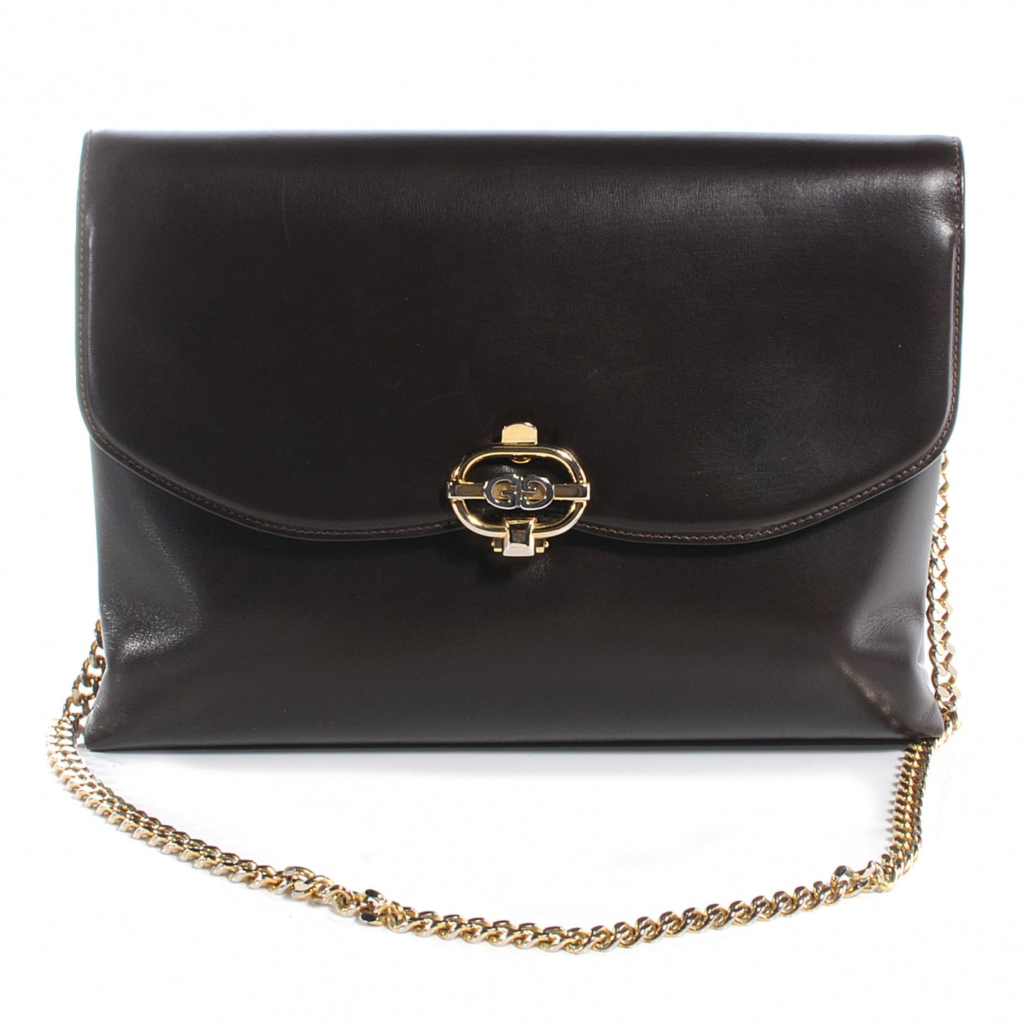 Leather Shoulder Bag Dark Brown