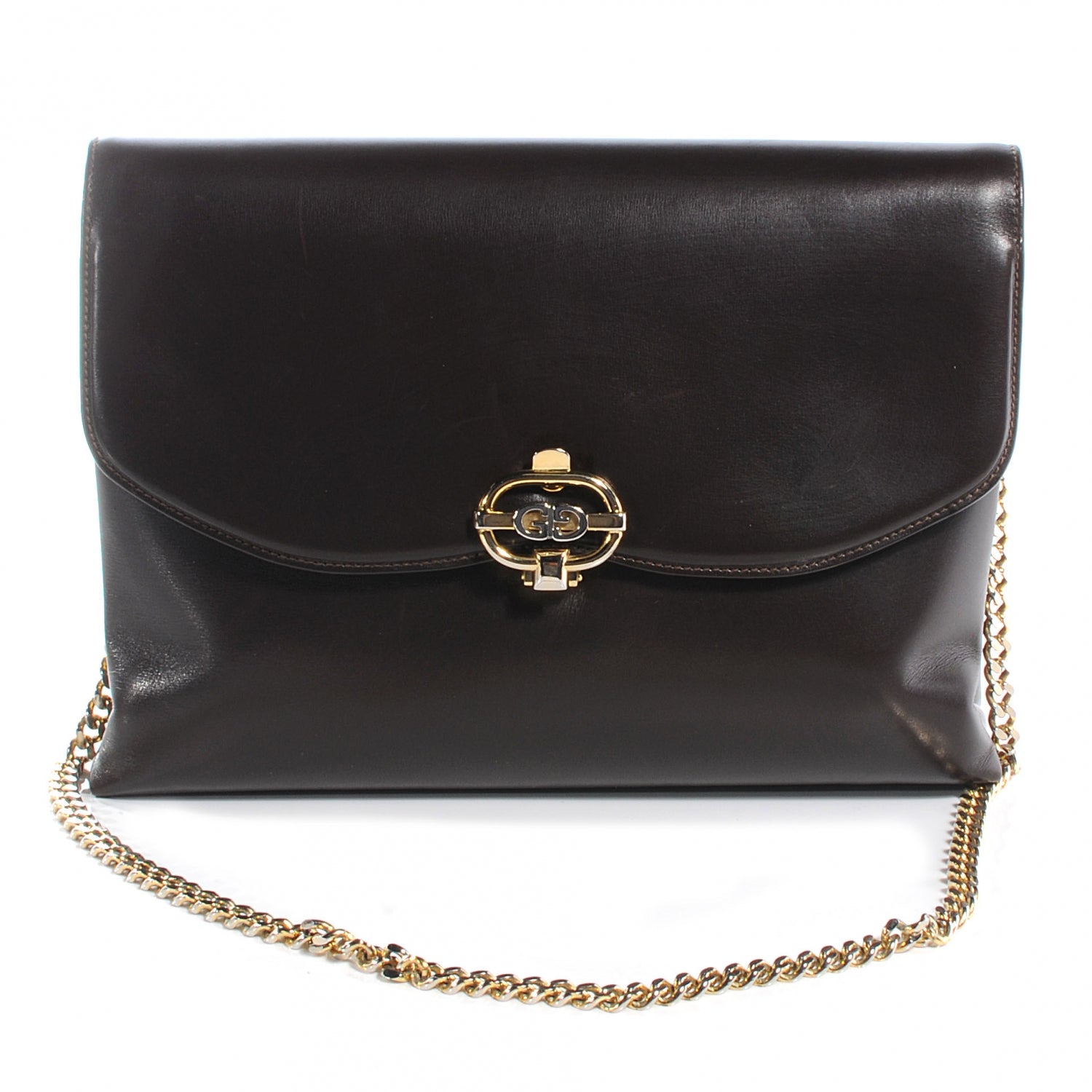 Gucci Leather Shoulder Bag Dark Brown 1 of 6