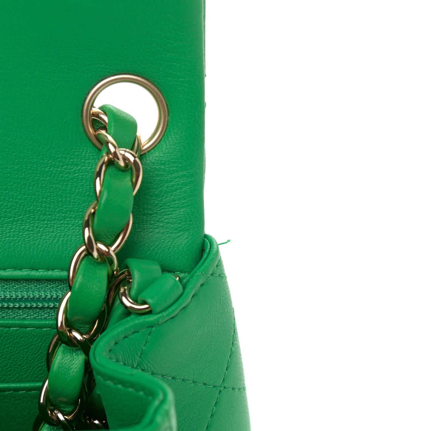 Lambskin Quilted Mini Square Flap Green