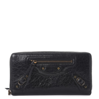 Balenciaga Agneau Classic Hardware Continental Zip Around Wallet Black 1 of 9
