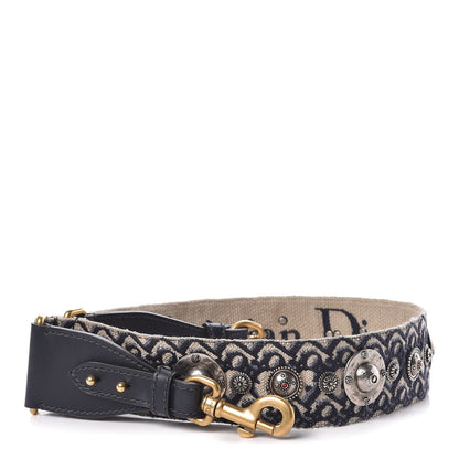 Christian Dior Oblique Studded Shoulder Strap Blue 1 of 4