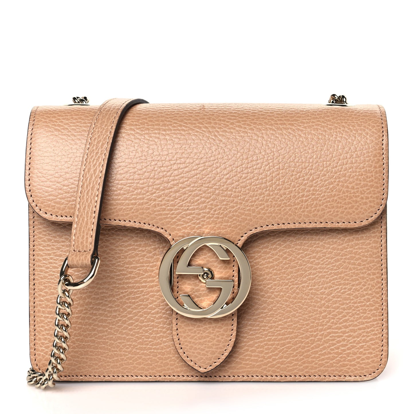 Dollar Calfskin Small Interlocking G Shoulder Bag Camelia