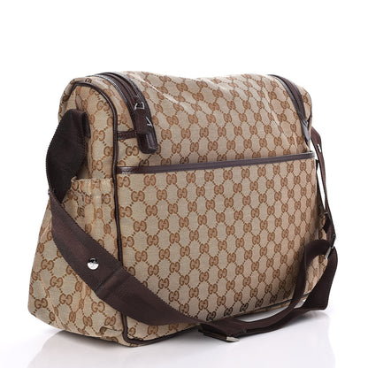 Gucci Monogram Natural Pigskin Large Diaper Bag Beige Ebony Cocoa Dark Chocolate 3 of 8