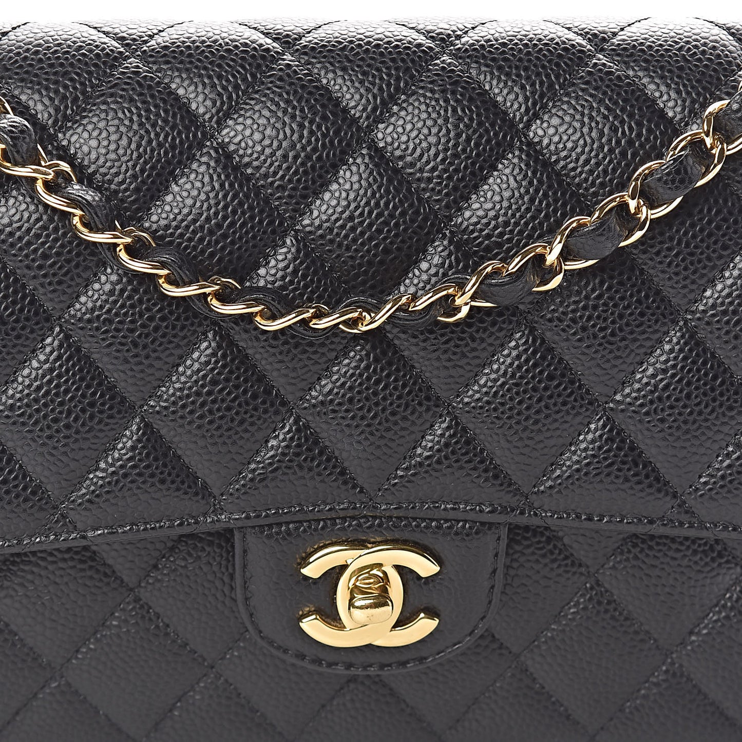 Caviar Quilted Medium Double Flap Black