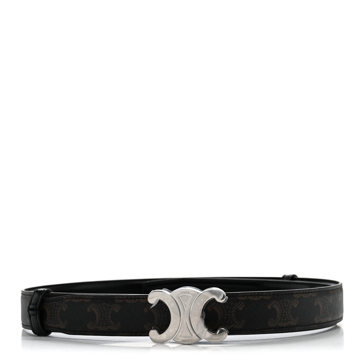 Celine Canvas Calfskin Reversible 25mm Triomphe Belt 85 34 Black 3 of 7
