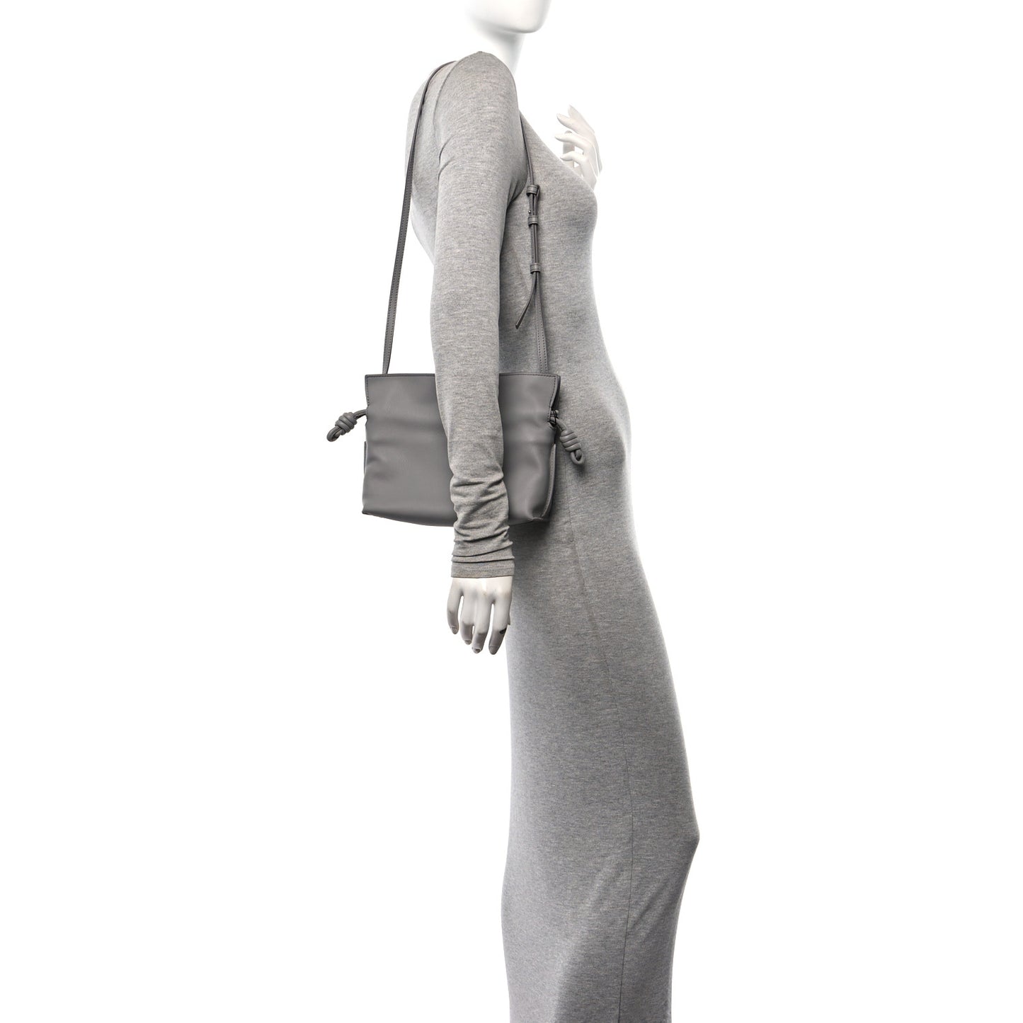 Calfskin Mini Flamenco Knot Clutch Clutch Pearl Grey