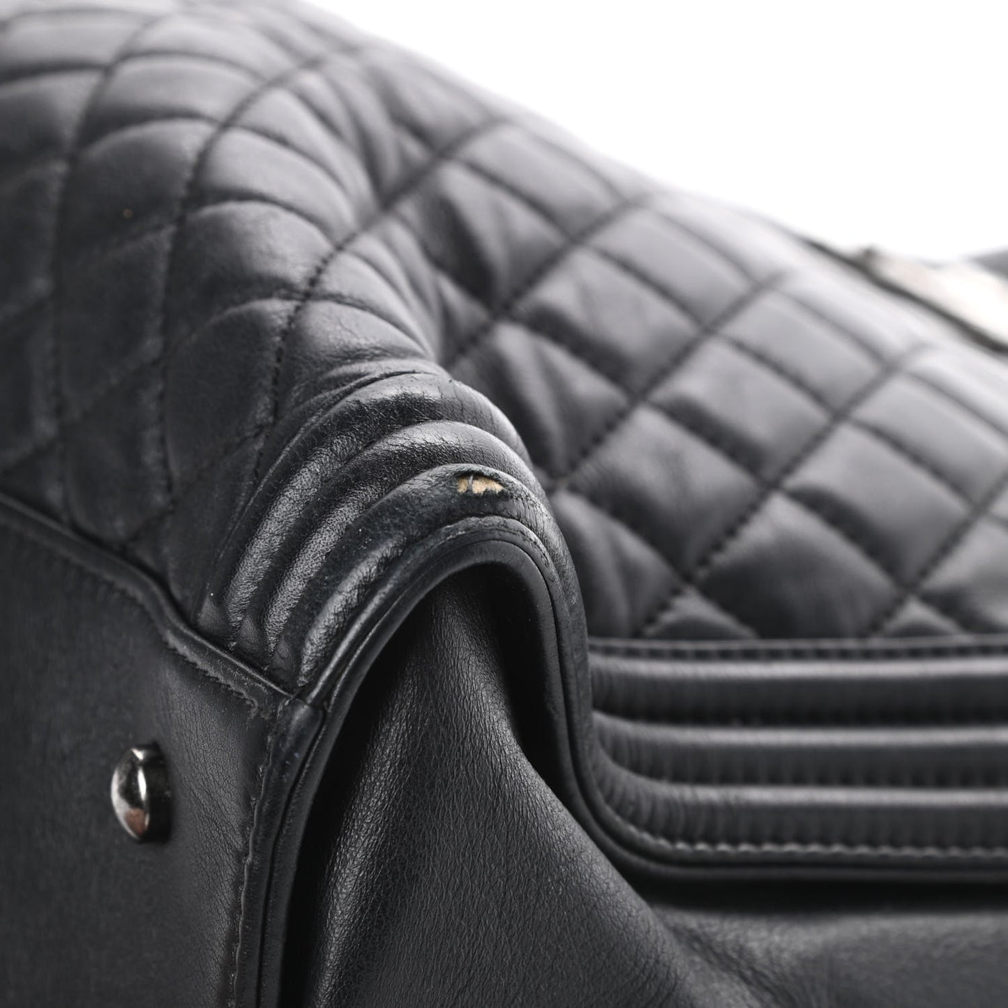 Lambskin Quilted Boy Shopping Tote Black