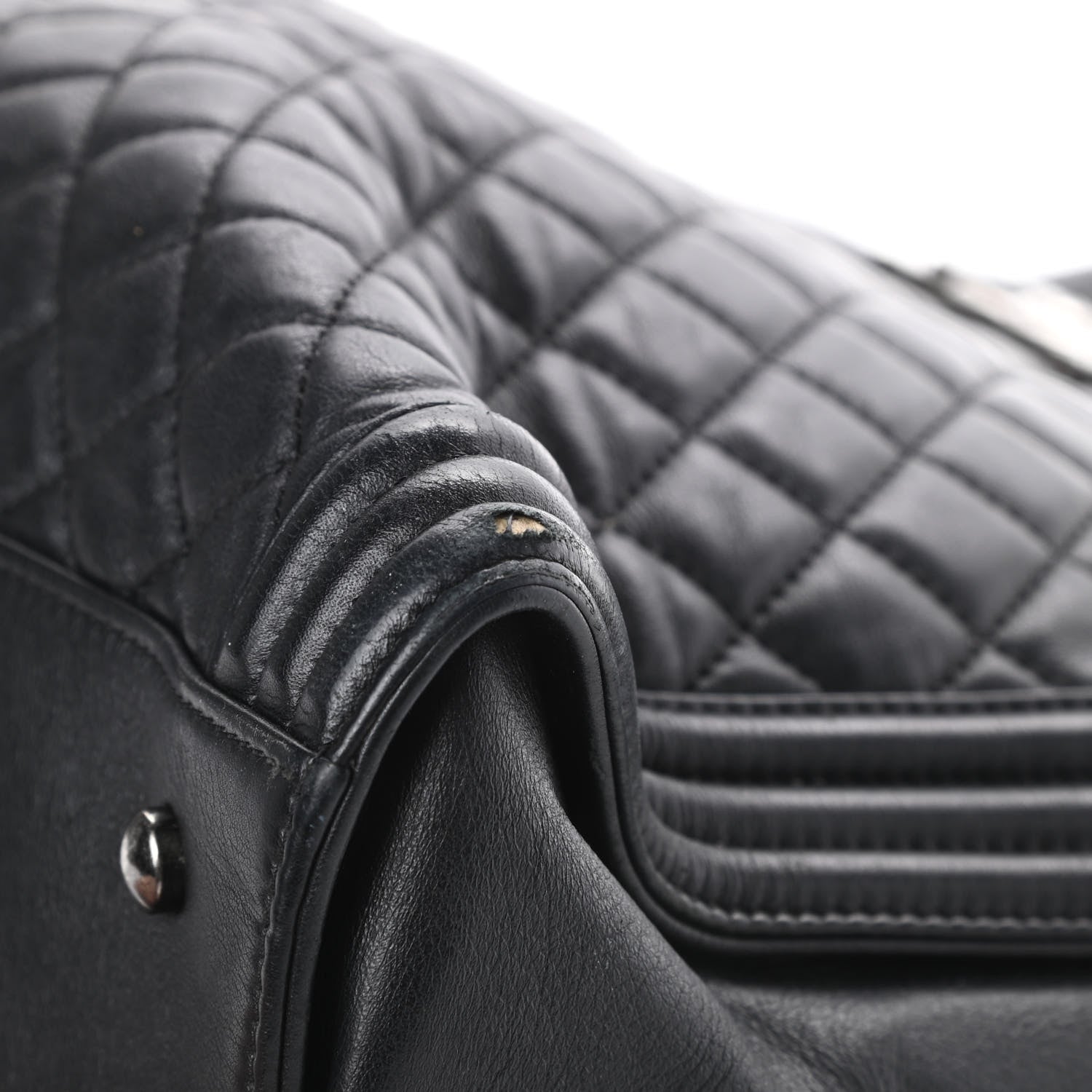 Chanel Lambskin Quilted Boy Shopping Tote Black 10 of 22
