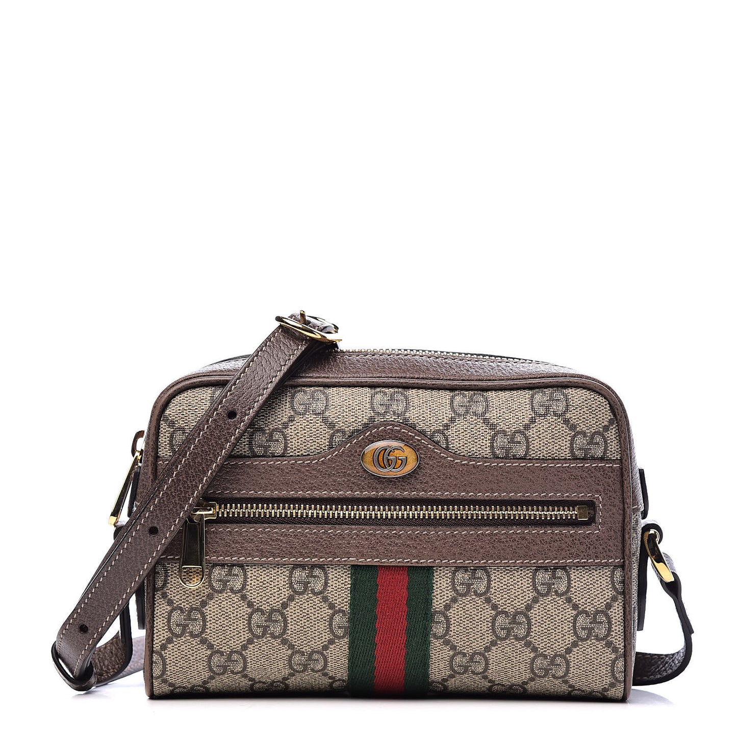 GG Supreme Monogram Web Mini Ophidia Shoulder Bag Brown