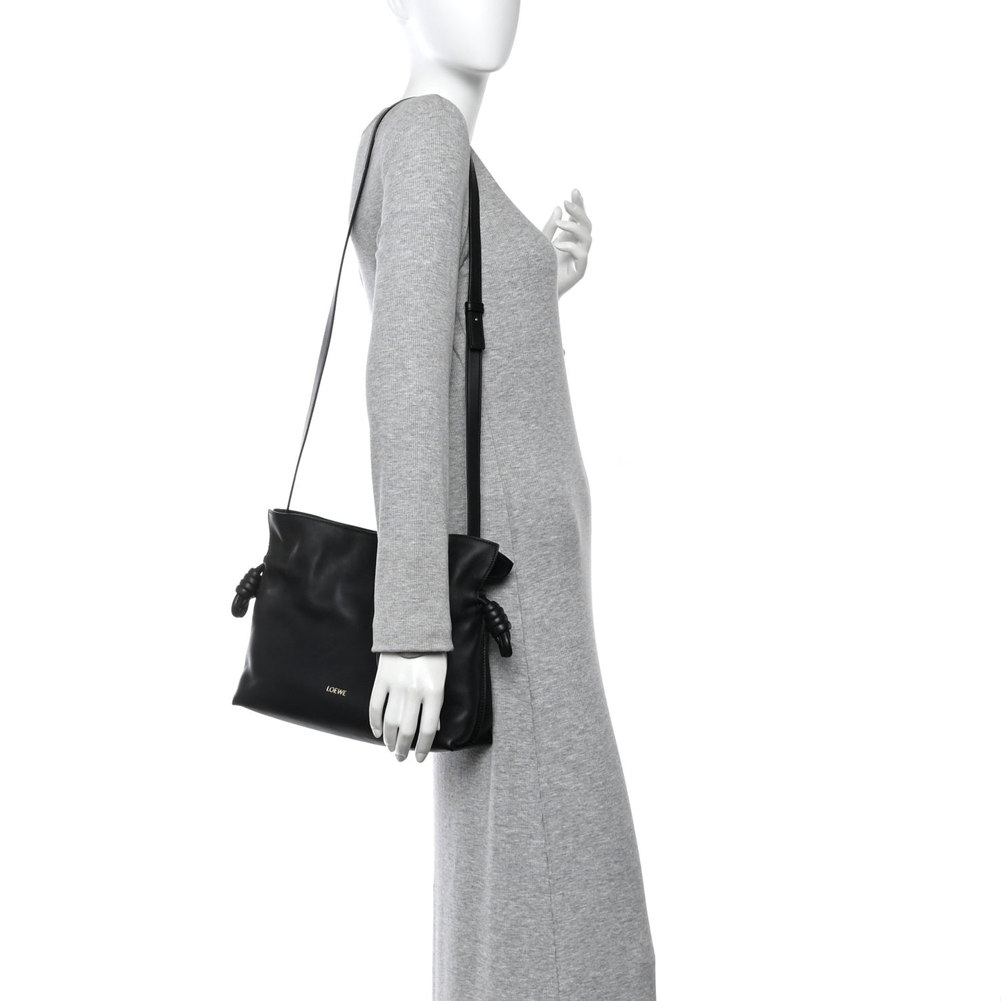 Nappa Medium Flamenco Knot Bag Black
