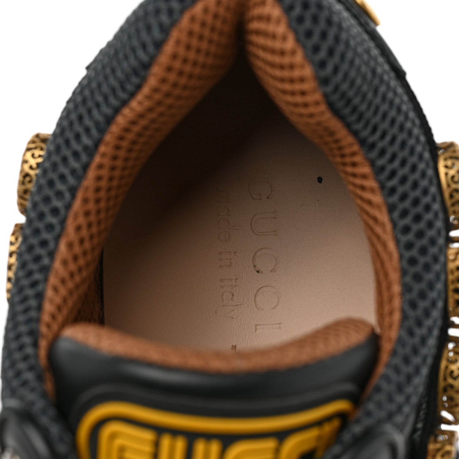 Gucci X SEGA Mesh Suede Calfskin Removable Crystals Mens Flashtrek Sneakers 8.5 Loess Black Olive Green 7 of 8