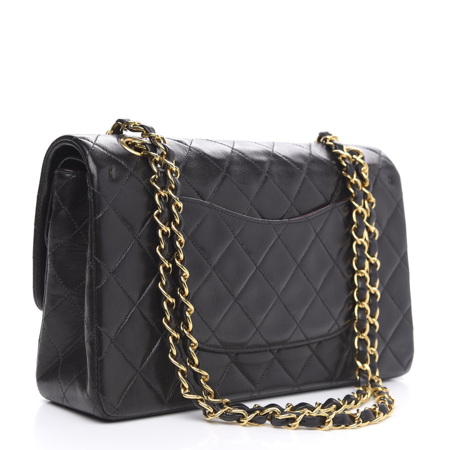 Lambskin Quilted Medium Double Flap Black