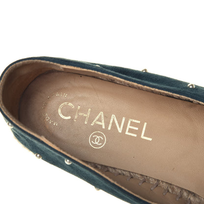 Chanel Suede Pearl CC Espadrilles 36 Teal 7 of 8