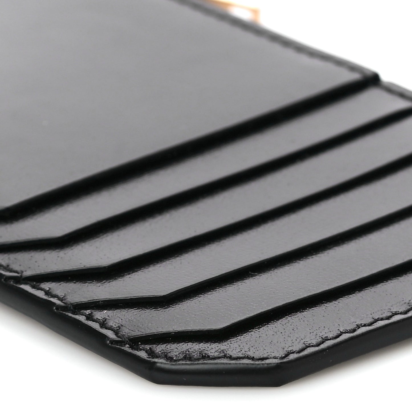 Calfskin 5 Fragments Zip Pouch Card Holder Black