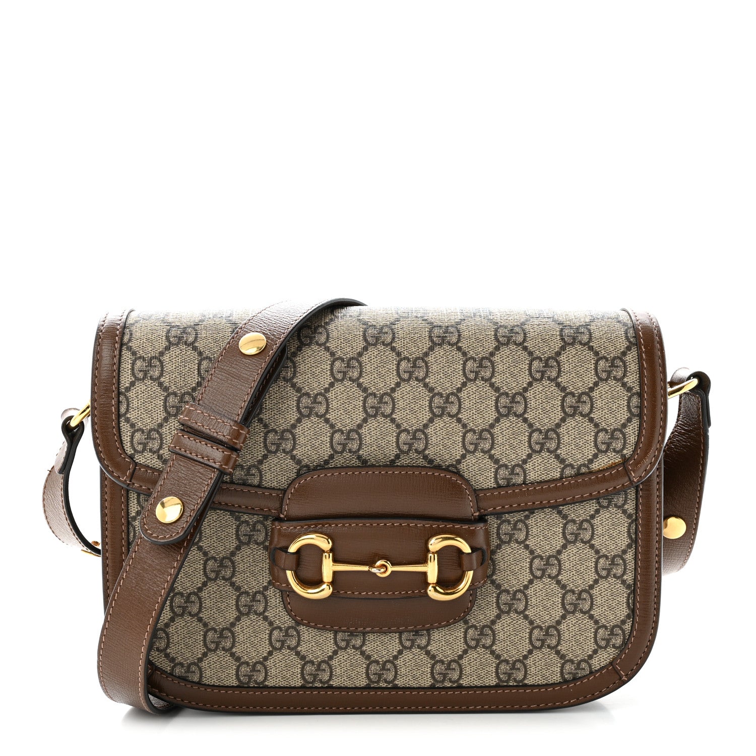 Gucci GG Supreme Monogram Horsebit 1955 Shoulder Bag  Beige Brown Sugar 1 of 10