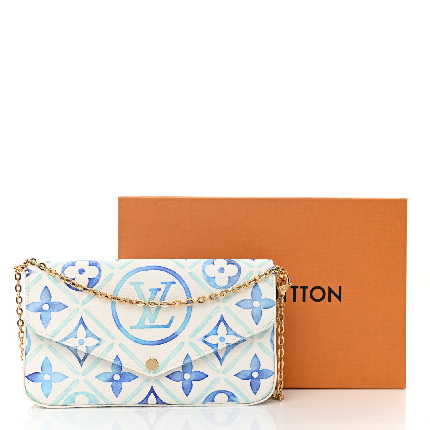 Louis Vuitton Monogram Giant By The Pool 2.0 Felicie Pochette Chain Wallet Lagoon Blue 13 of 13