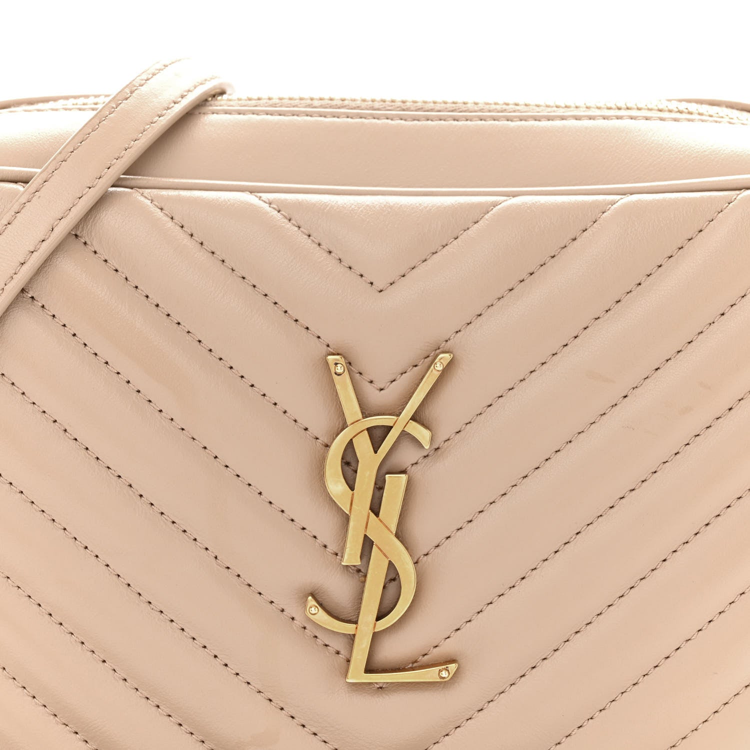 Saint Laurent Calfskin Matelasse Monogram Lou Camera Bag Dark Beige 8 of 17