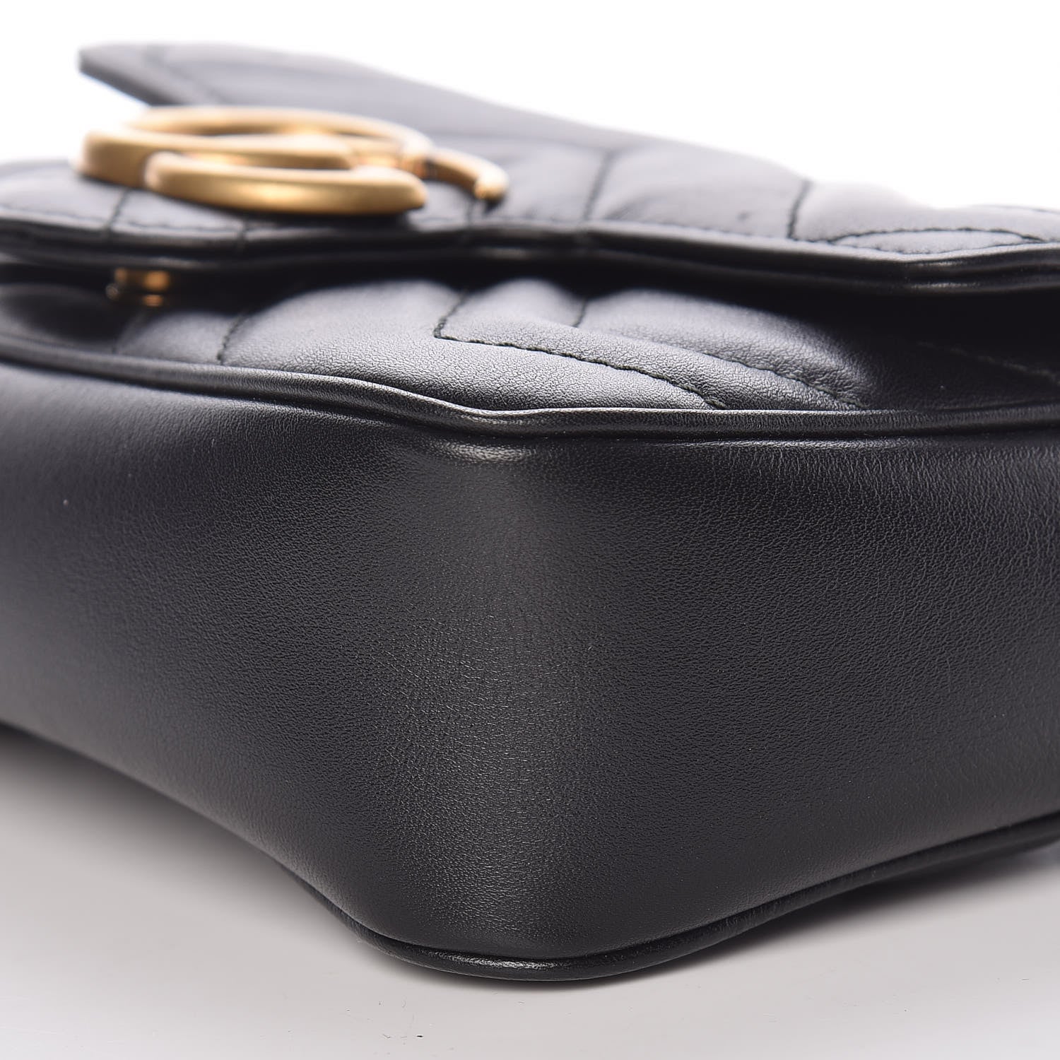 Gucci Calfskin Matelasse Super Mini GG Marmont Shoulder Bag Black 9 of 10
