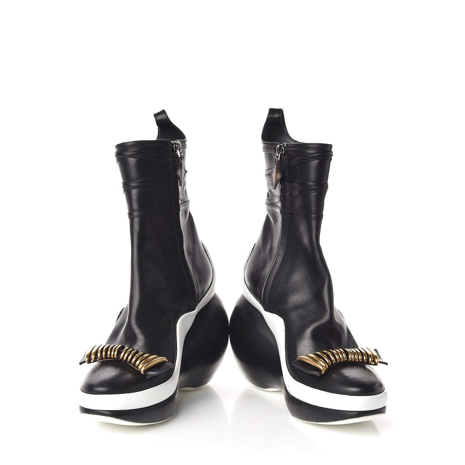 Louis Vuitton Calfskin Wedge Boot 38 Black 5 of 10