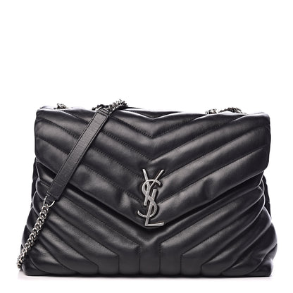Saint Laurent Calfskin Y Quilted Monogram Medium Loulou Chain Satchel Black 1 of 16