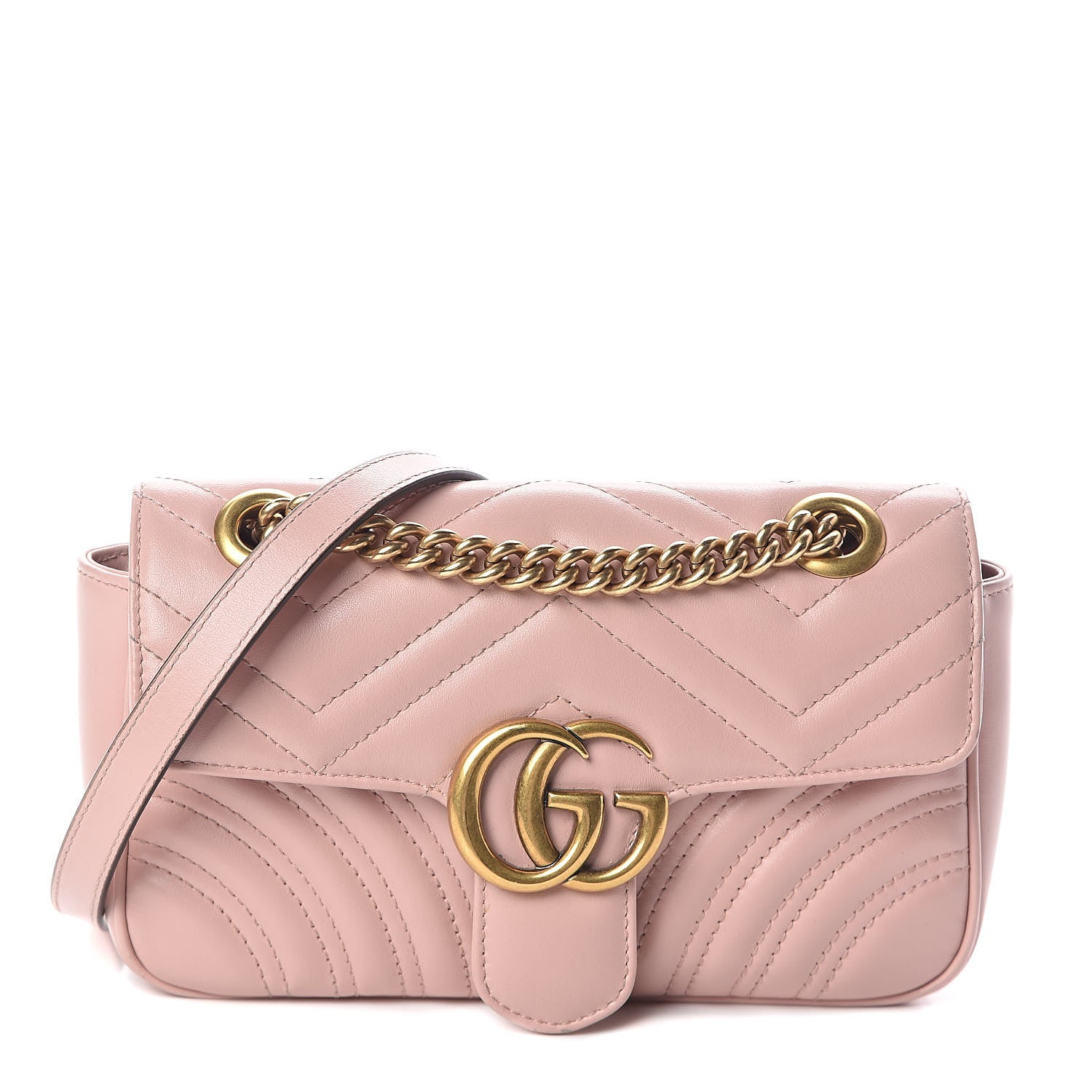 Gucci Calfskin Matelasse Mini GG Marmont Shoulder Bag Perfect Pink 1 of 9